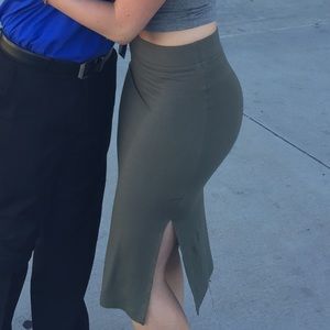 F21 army green bodycon skirt